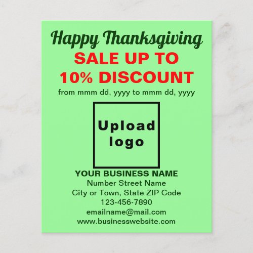 Business Thanksgiving Sale on Light Green Flyer