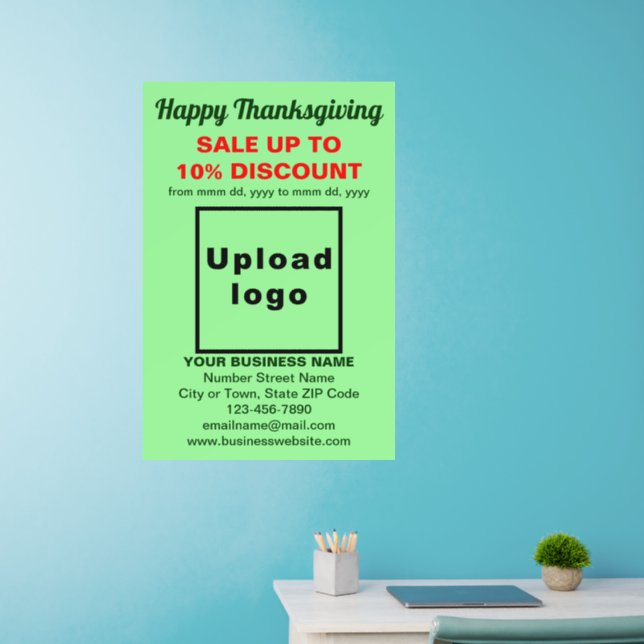 Business Thanksgiving Sale on Light Green Wall Decal (Home Office)
