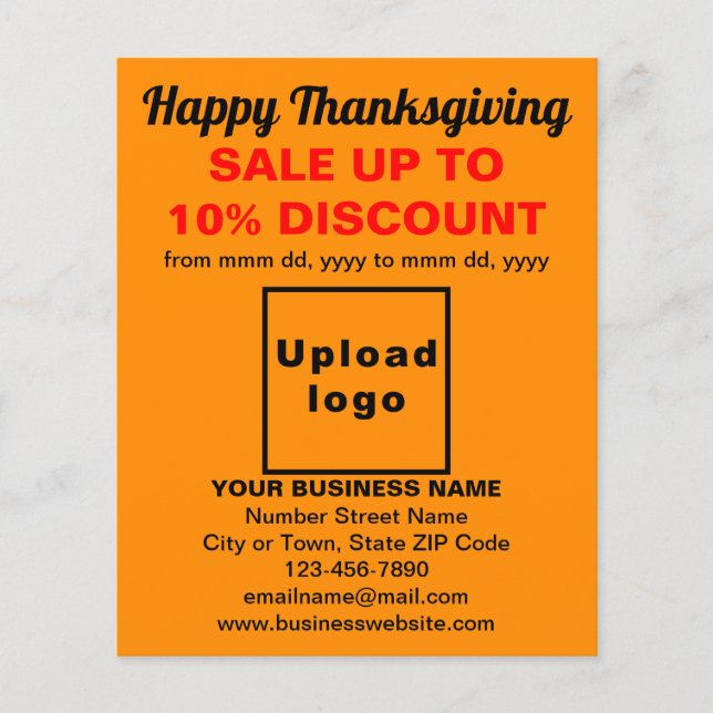 Business Thanksgiving Sale on Orange Color Flyer (Front)
