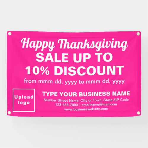 Business Thanksgiving Sale on Pink Rectangle Banner