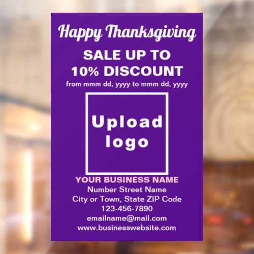 Business Thanksgiving Sale on Purple Window Cling