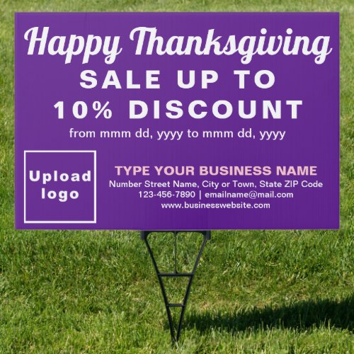 Business Thanksgiving Sale on Purple Yard Sign