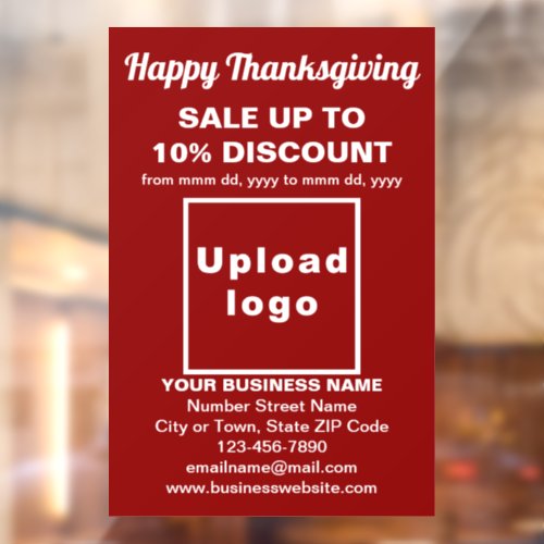 Business Thanksgiving Sale on Red Window Cling