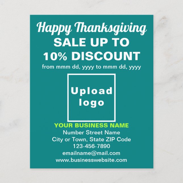 Business Thanksgiving Sale on Teal Green Flyer (Front)