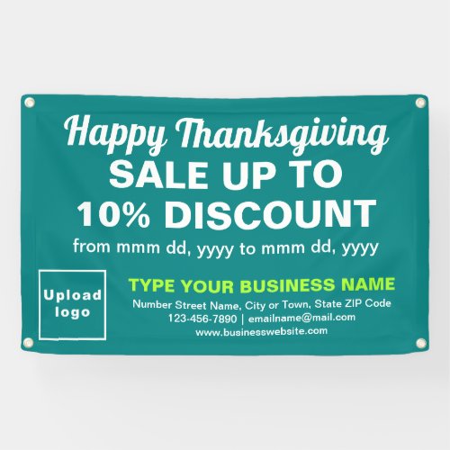 Business Thanksgiving Sale on Teal Green Rectangle Banner