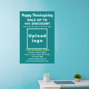 Business Thanksgiving Sale on Teal Green Wall Decal
