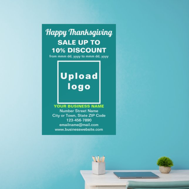 Business Thanksgiving Sale on Teal Green Wall Decal (Home Office)
