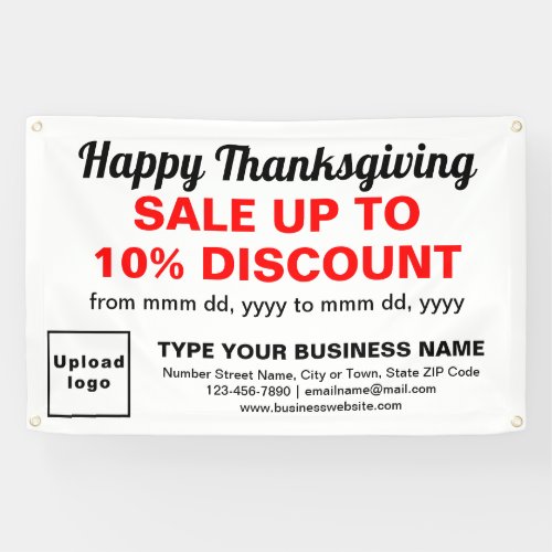 Business Thanksgiving Sale on White Rectangle Banner