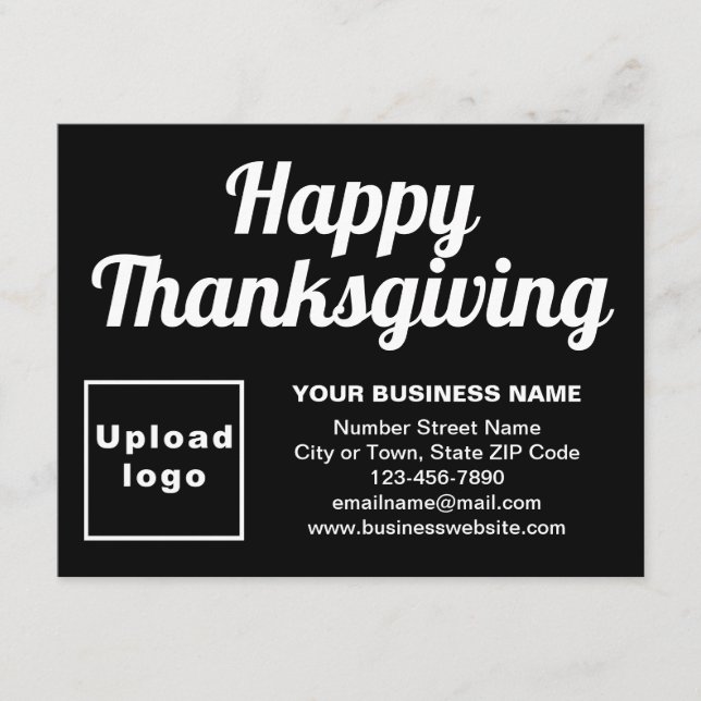 Business Thanksgiving Small Black Flat Holiday Card (Front)