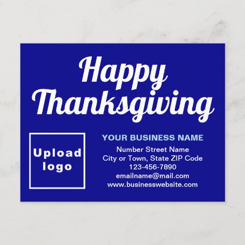 Business Thanksgiving Small Blue Flat Holiday Card