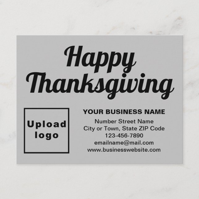 Business Thanksgiving Small Gray Flat Holiday Card (Front)