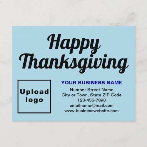 Business Thanksgiving Small Light Blue Flat Holiday Card