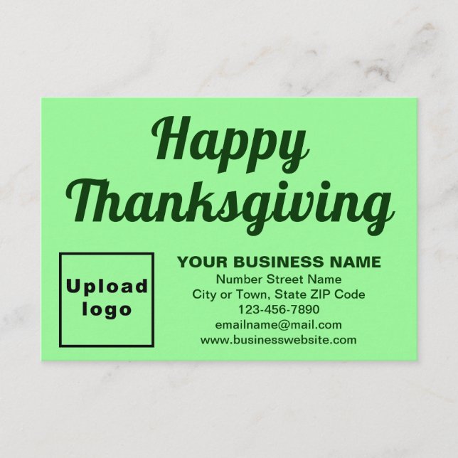 Business Thanksgiving Small Light Green Flat Card (Front)