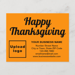 Business Thanksgiving Small Orange Color Flat Holiday Card
