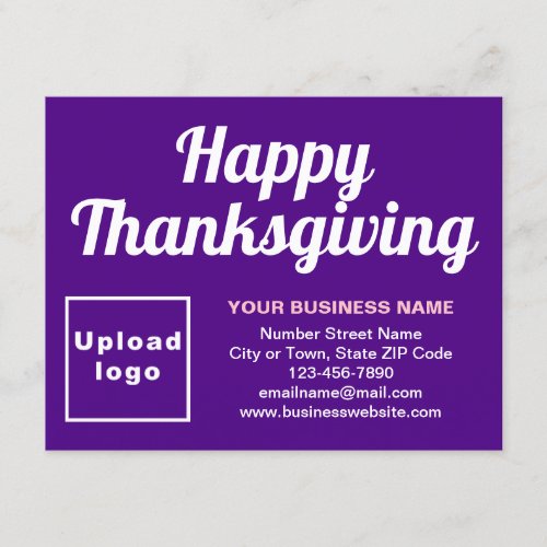 Business Thanksgiving Small Purple Flat Holiday Card