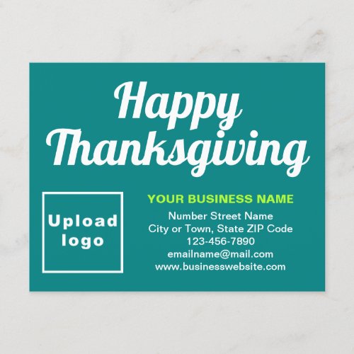 Business Thanksgiving Small Teal Green Flat Holiday Card