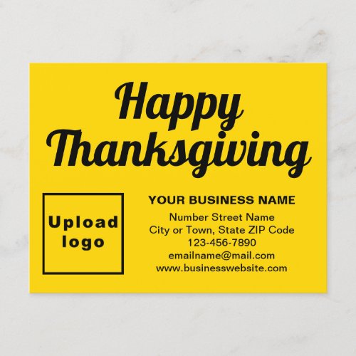 Business Thanksgiving Small Yellow Flat Holiday Card