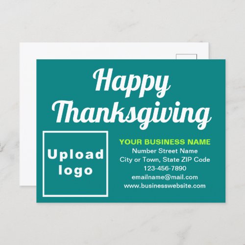 Business Thanksgiving Teal Green Holiday Postcard