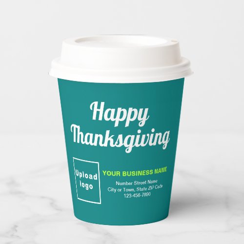 Business Thanksgiving Teal Green Paper Cup