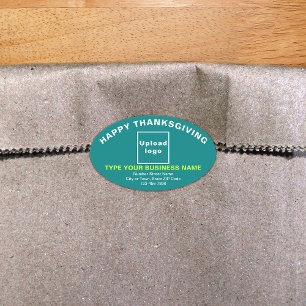 Business Thanksgiving Teal Oval Sticker