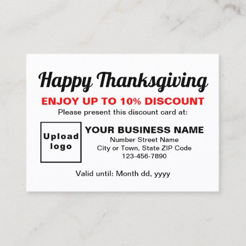 Business Thanksgiving White Discount Card