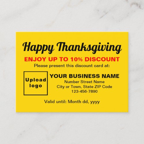 Business Thanksgiving Yellow Discount Card
