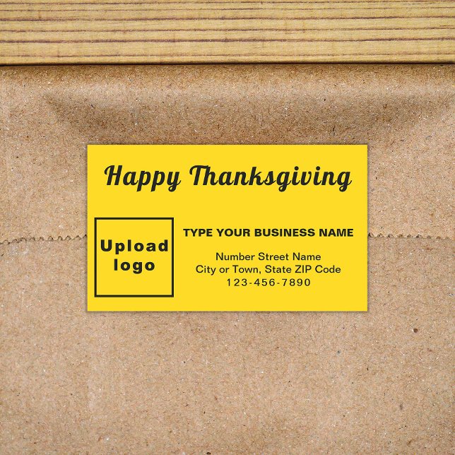 Business Thanksgiving Yellow Rectangle Sticker (Your business brand with Thanksgiving greeting on yellow rectangle sticker.)