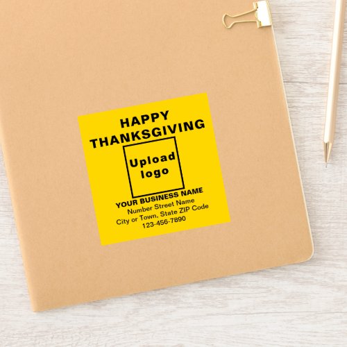 Business Thanksgiving Yellow Square Vinyl Sticker