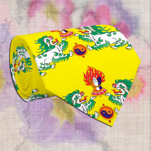 Business Tibet & Tibetan Flag, Snow Lions / Hearts Neck Tie