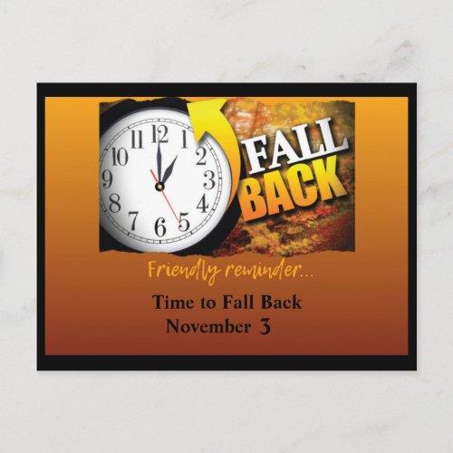 Business Time Change Advertising Clock Fall Colors Postcard