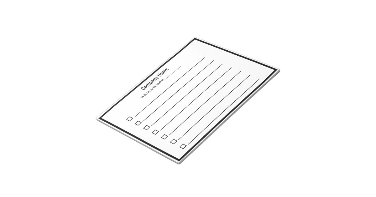 Business To-Do List Black and White Template Notepad | Zazzle