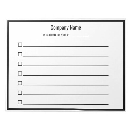 Business To-Do List Black and White Template Notepad | Zazzle