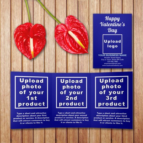 Business Valentine Blue Trifold Card