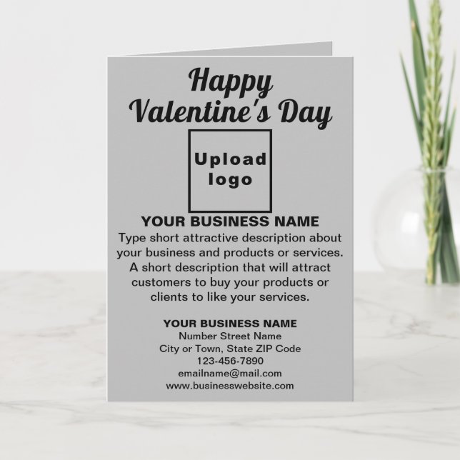 Business Valentine Gray Folded Greeting Card (Front)