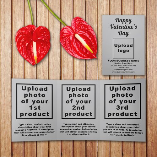 Business Valentine Gray Trifold Card