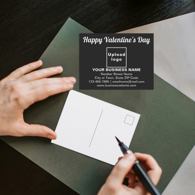 Business Valentine Greeting on Black Postcard (Business brand with Valentine greeting on black postcard to advertise your business.)