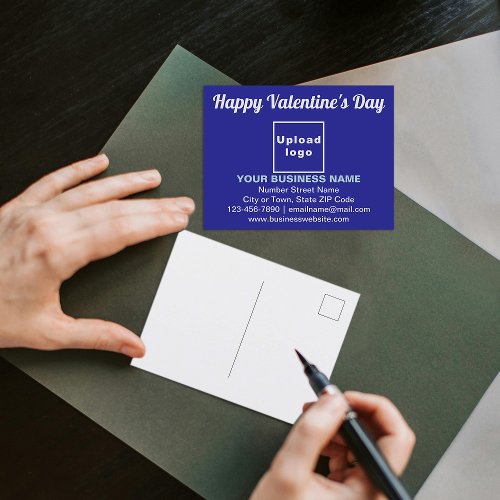 Business Valentine Greeting on Blue Postcard