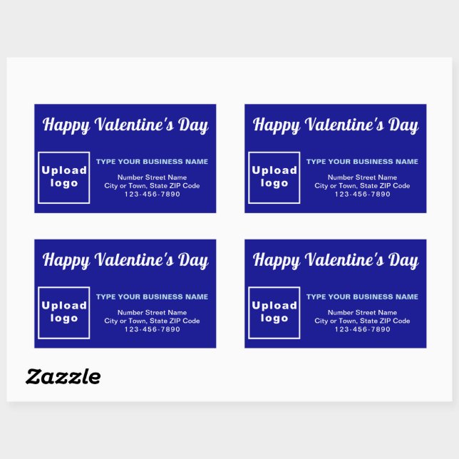 Business Valentine Greeting on Blue Rectangular Sticker (Sheet)