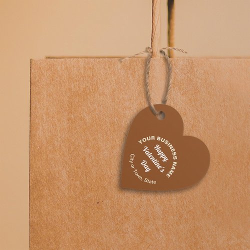 Business Valentine Greeting on Brown Heart Shape Favor Tags