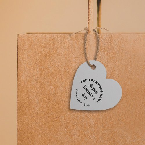 Business Valentine Greeting on Gray Heart Shape Favor Tags