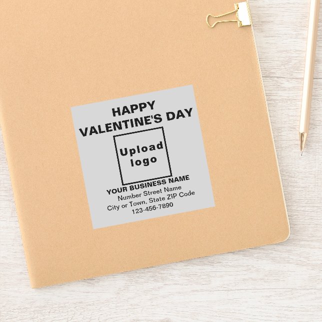 Business Valentine Greeting on Gray Square Vinyl Sticker (Notebook)