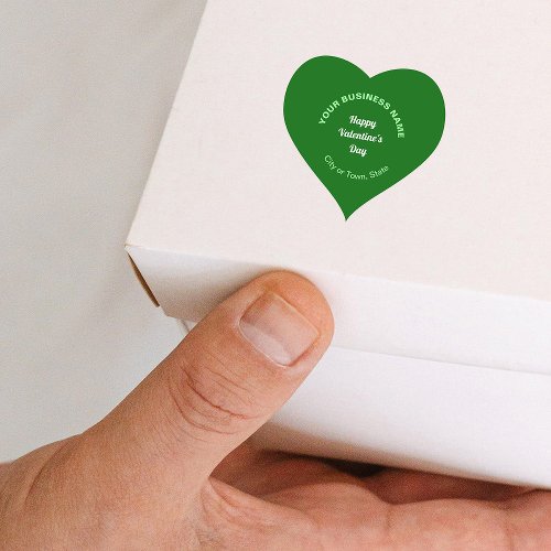 Business Valentine Greeting on Green Heart Sticker