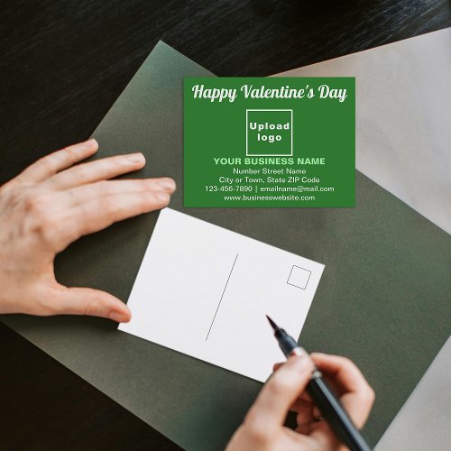 Business Valentine Greeting on Green Postcard