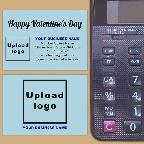 Business Valentine Greeting on Light Blue Enclosure Card