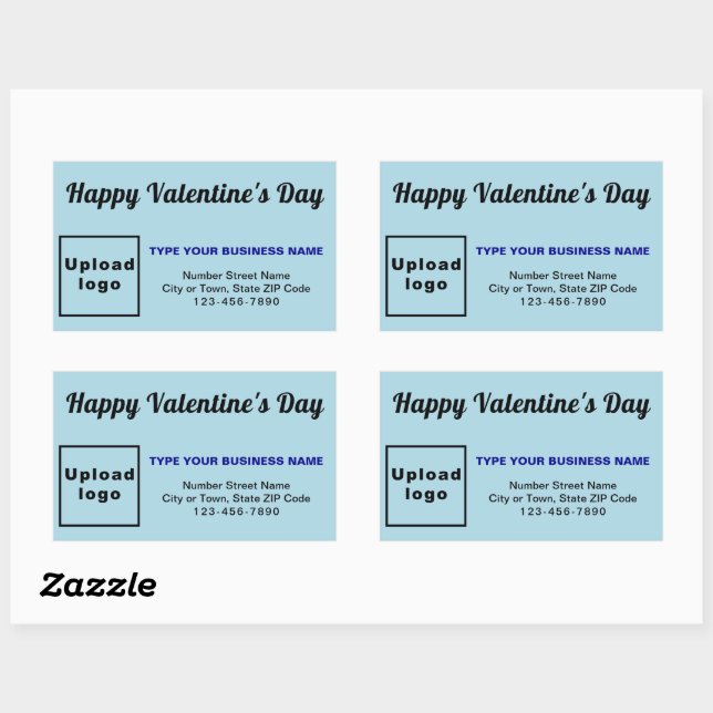 Business Valentine Greeting on Light Blue Rectangular Sticker (Sheet)