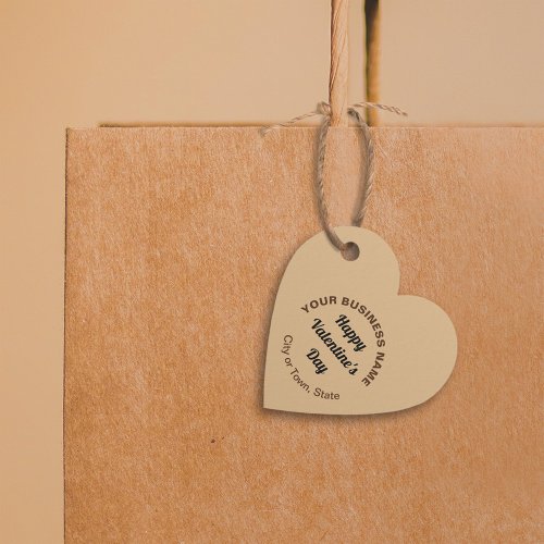 Business Valentine Greeting on Light Brown Heart Favor Tags