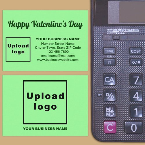 Business Valentine Greeting on Light Green Enclosure Card