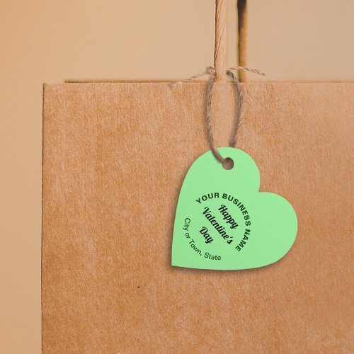Business Valentine Greeting on Light Green Heart Favor Tags