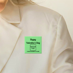 Business Valentine Greeting on Light Green Square Button
