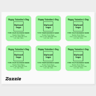 Business Valentine Greeting on Light Green Square Sticker